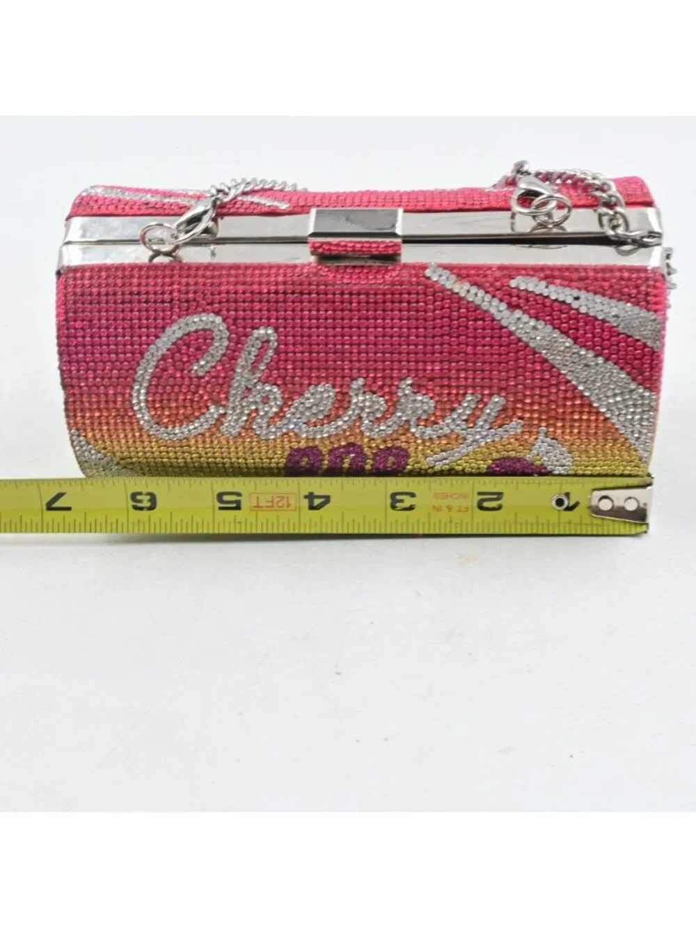 Cherry Pop Rhinestone Clutch Bag Rainbow Crystal Soda Can Evening Purse